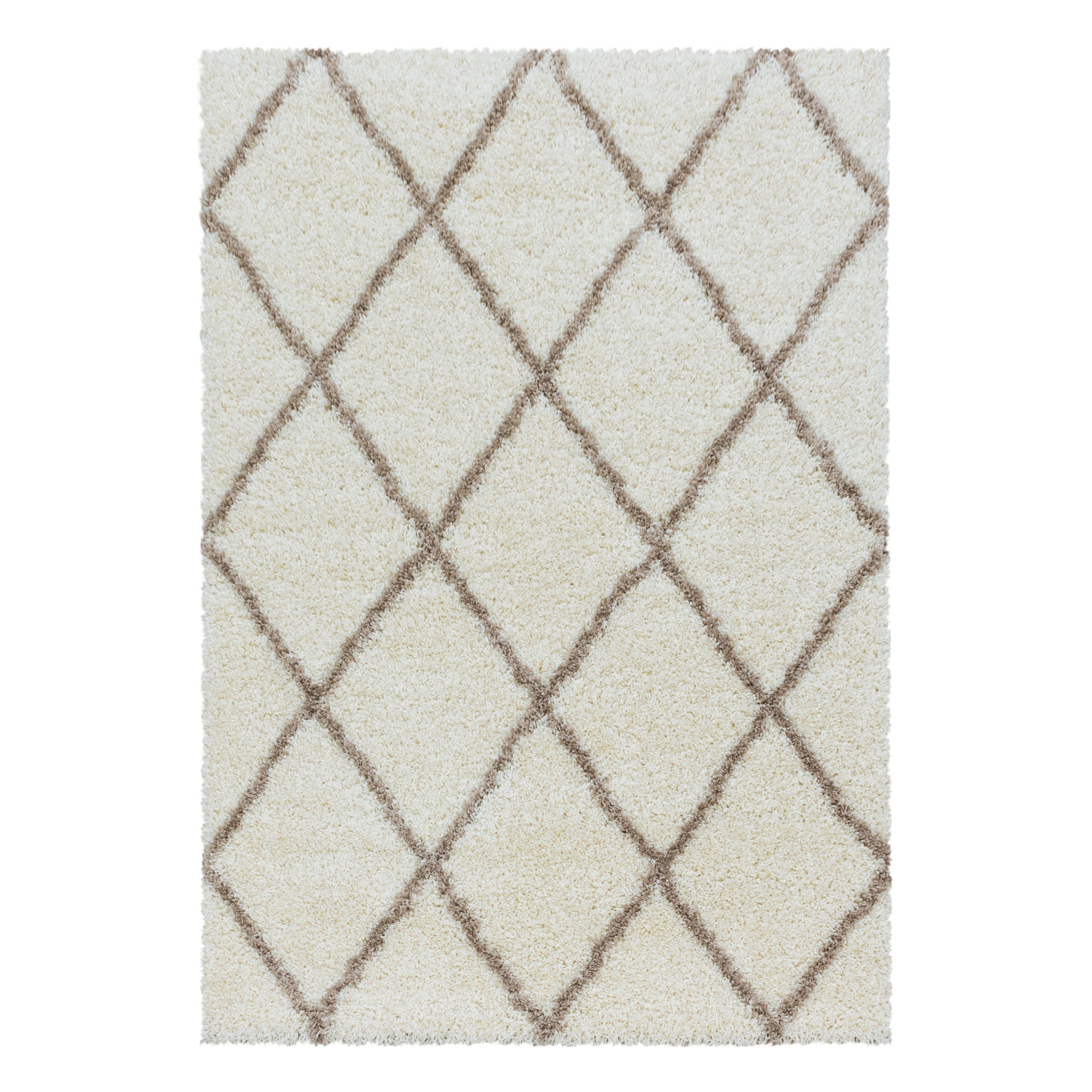 ALVOR – Tapis shaggy à poils longs motif berbère crème – ALV3401CRE ALVOR