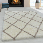 ALVOR – Tapis shaggy à poils longs motif berbère crème – ALV3401CRE ALVOR