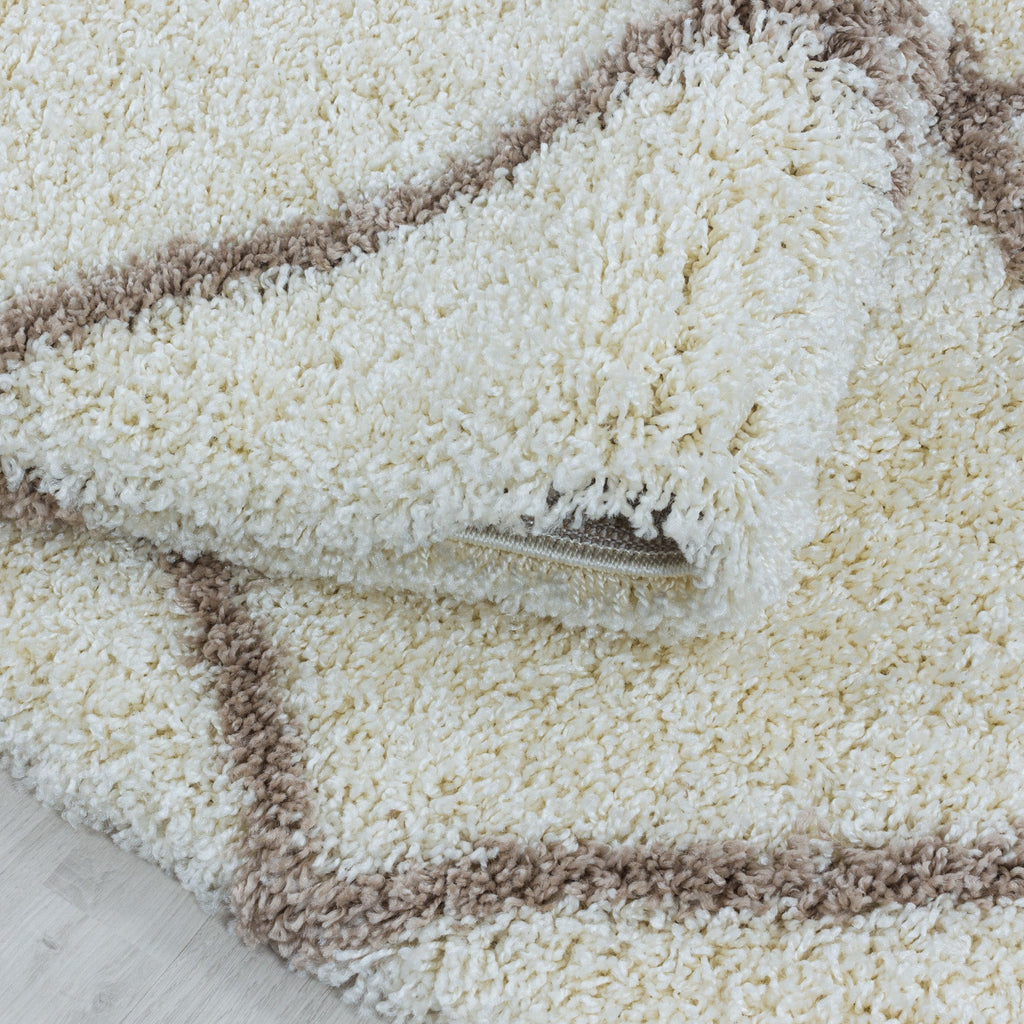 ALVOR – Tapis shaggy à poils longs motif berbère crème – ALV3401CRE ALVOR
