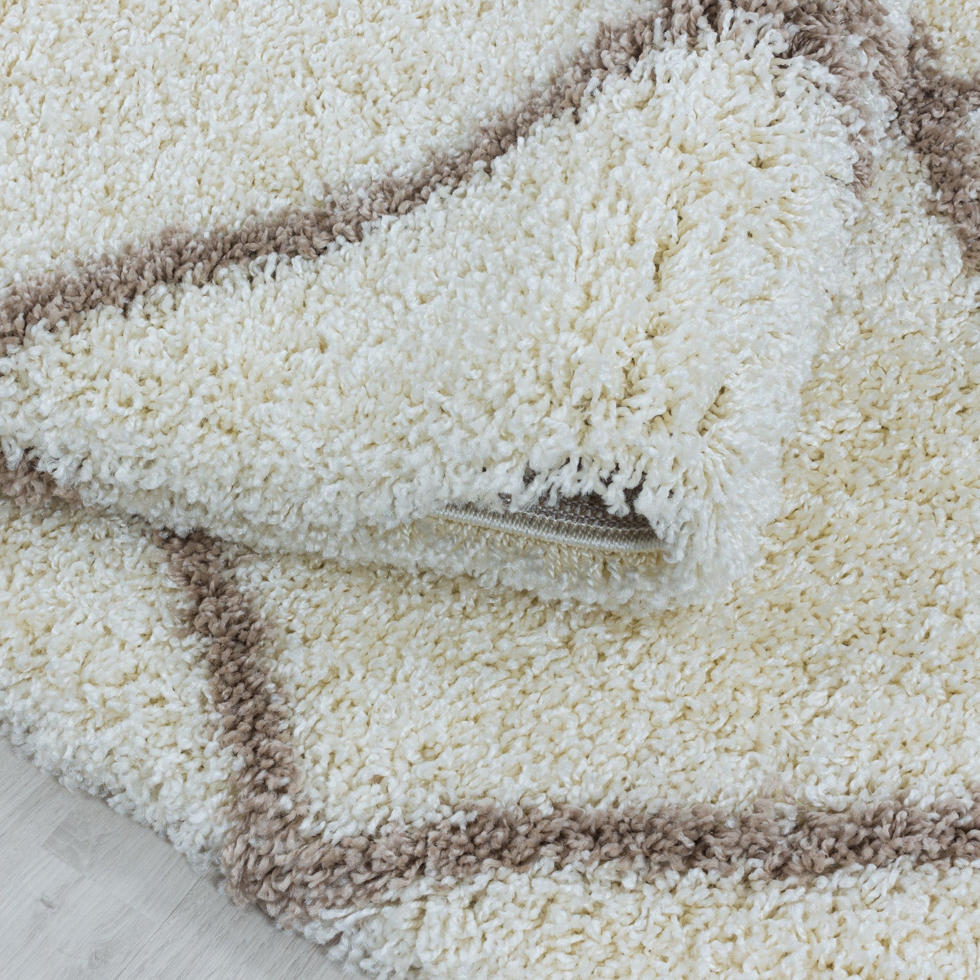 ALVOR – Tapis shaggy rond à poils longs motif berbère crème – ALV3401CRE ALVOR