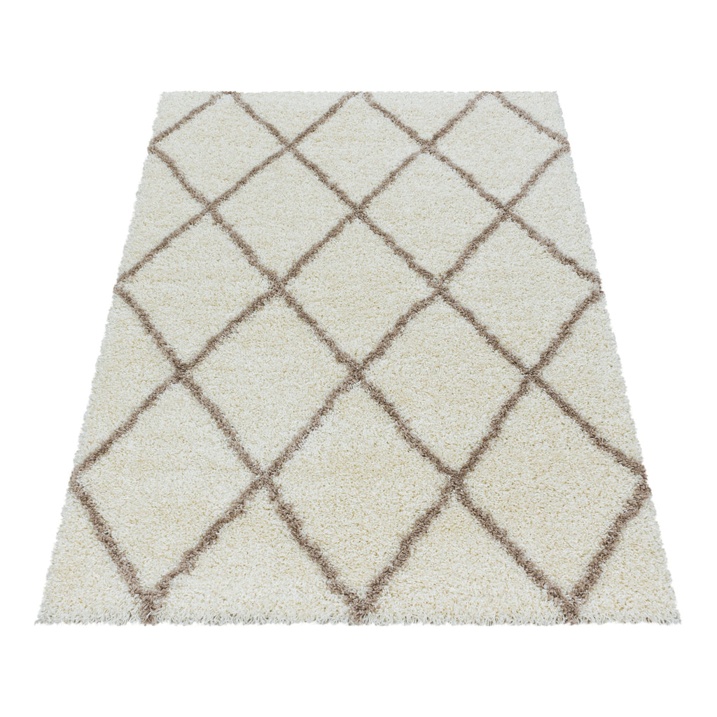 ALVOR – Tapis shaggy à poils longs motif berbère crème – ALV3401CRE ALVOR