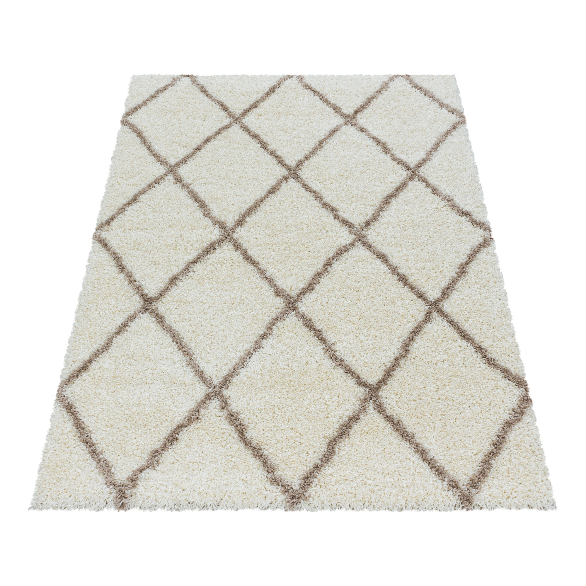 ALVOR – Tapis shaggy à poils longs motif berbère crème – ALV3401CRE ALVOR