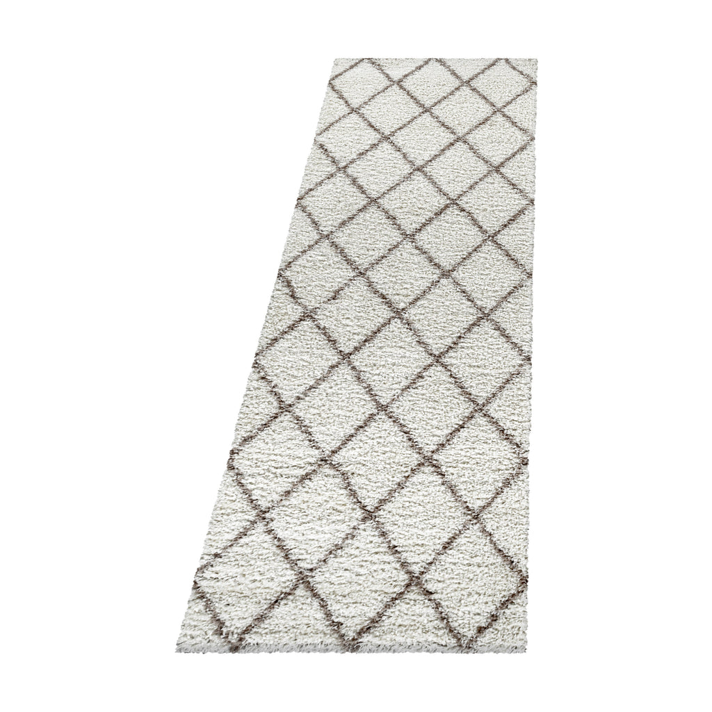 ALVOR – Tapis shaggy à poils longs motif berbère crème – ALV3401CRE ALVOR