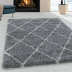 ALVOR – Tapis shaggy à poils longs motif berbère gris – ALV3401GRI ALVOR