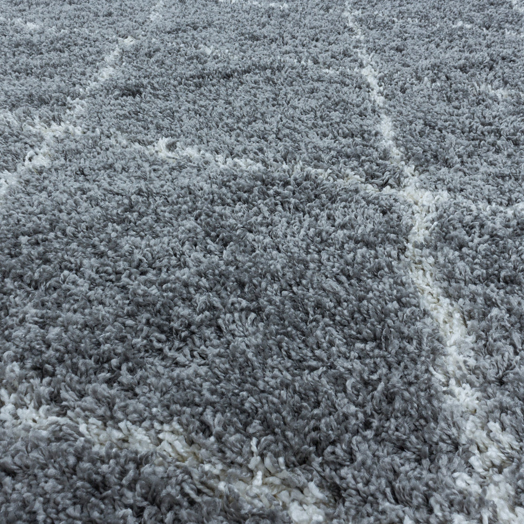 ALVOR – Tapis shaggy à poils longs motif berbère gris – ALV3401GRI ALVOR