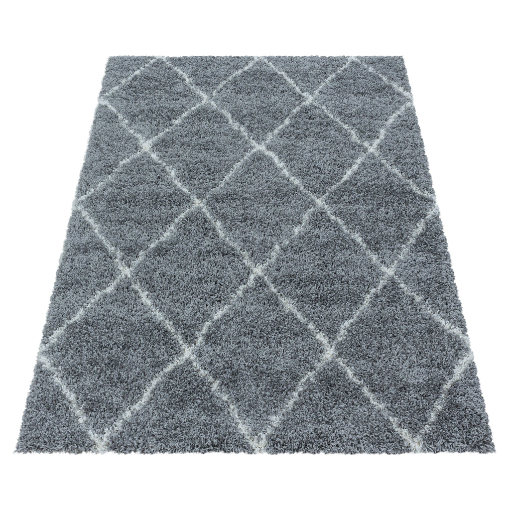 ALVOR – Tapis shaggy à poils longs motif berbère gris – ALV3401GRI ALVOR