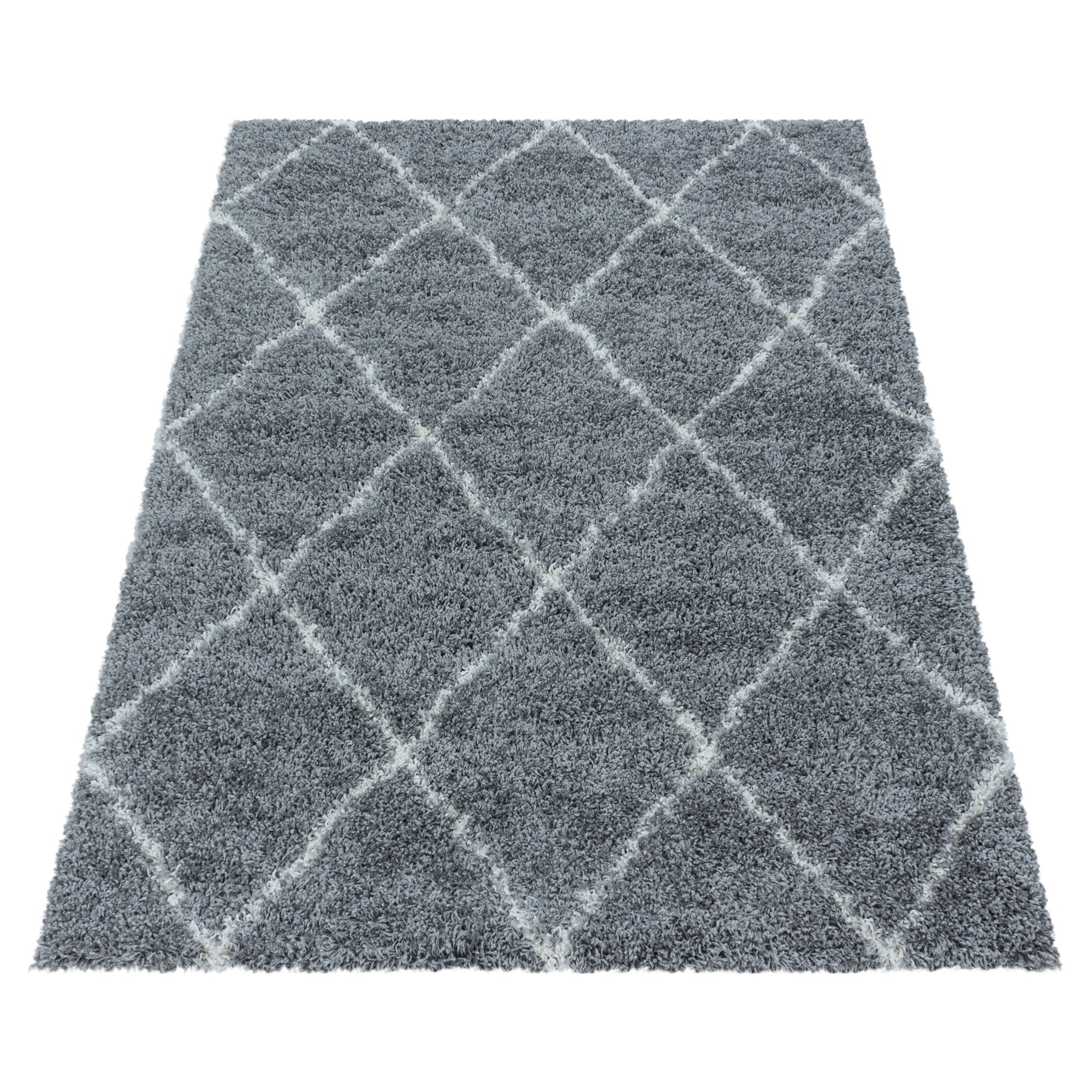 ALVOR – Tapis shaggy à poils longs motif berbère gris – ALV3401GRI ALVOR