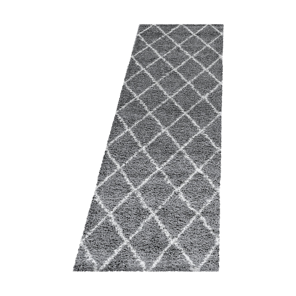 ALVOR – Tapis shaggy à poils longs motif berbère gris – ALV3401GRI ALVOR