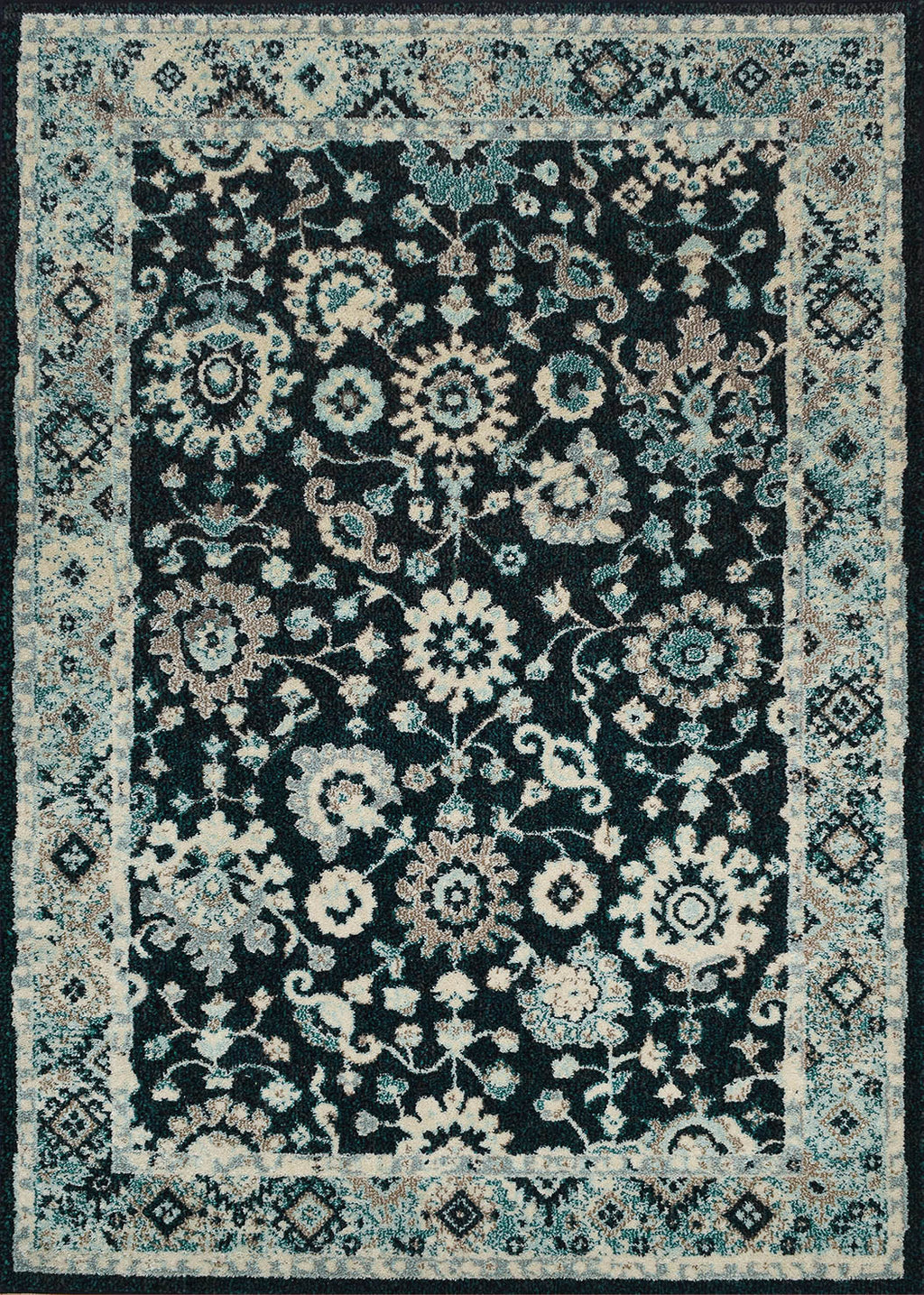 Tapis vintage bleu pétrole : ANA581BLE ANATOLIA