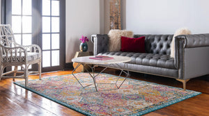 Tapis vintage multicolore à poils courts : ANA768MUL - Nazar rugs