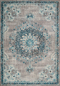 Tapis vintage crème et bleu : ANA777BLE - Nazar rugs