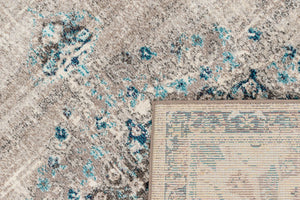 Tapis vintage crème et bleu : ANA777BLE - Nazar rugs