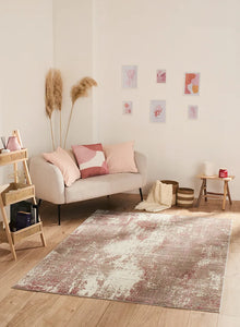 Tapis vintage rose en laine artificielle : ANT710ROS - Nazar rugs