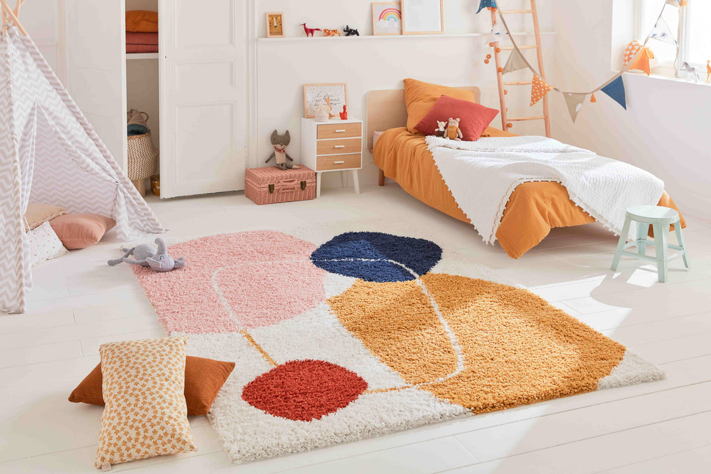 Tapis enfant multicolore à motif géométrique : AQU128MUL AQUARELLE