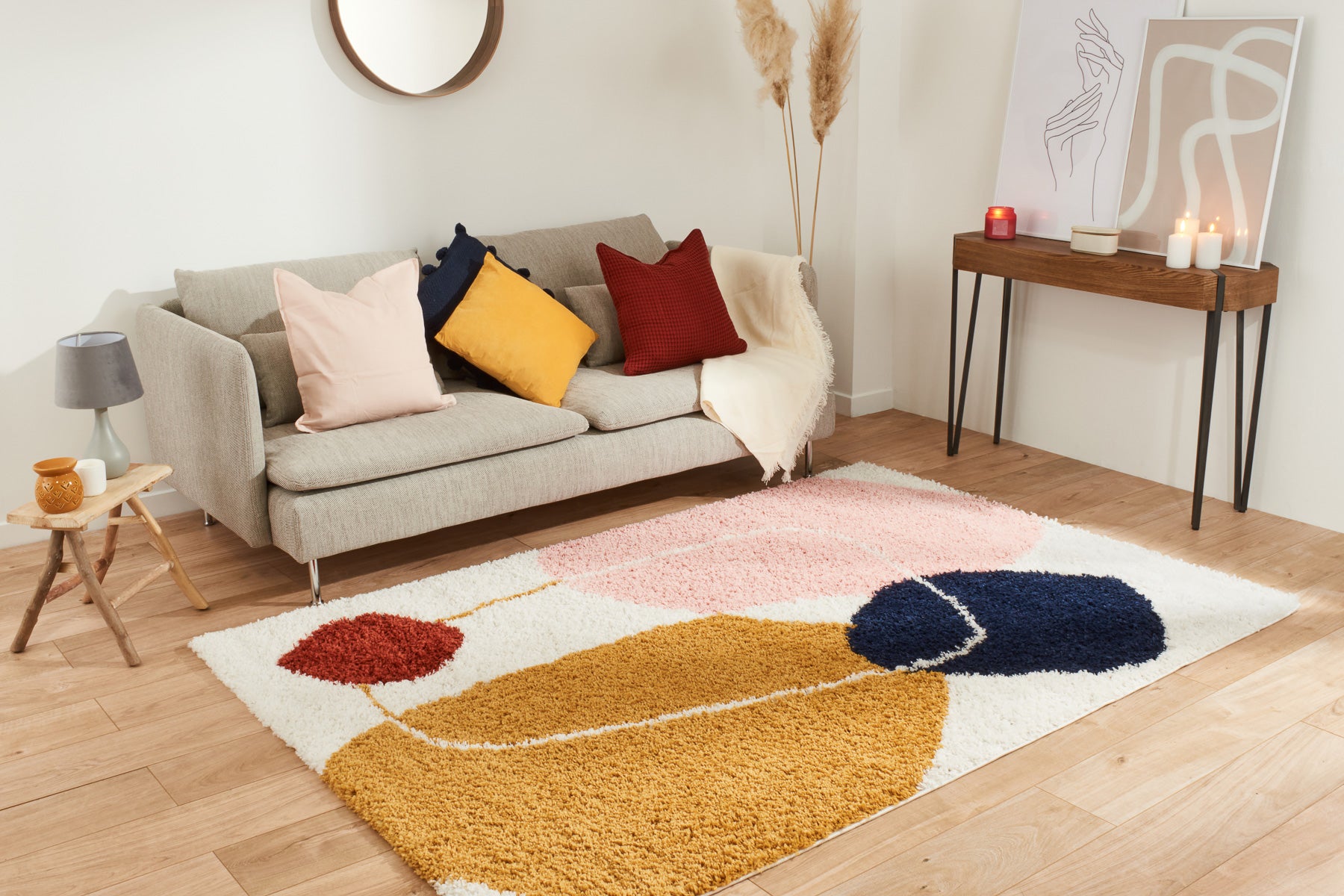 Tapis enfant multicolore à motif géométrique : AQU128MUL AQUARELLE