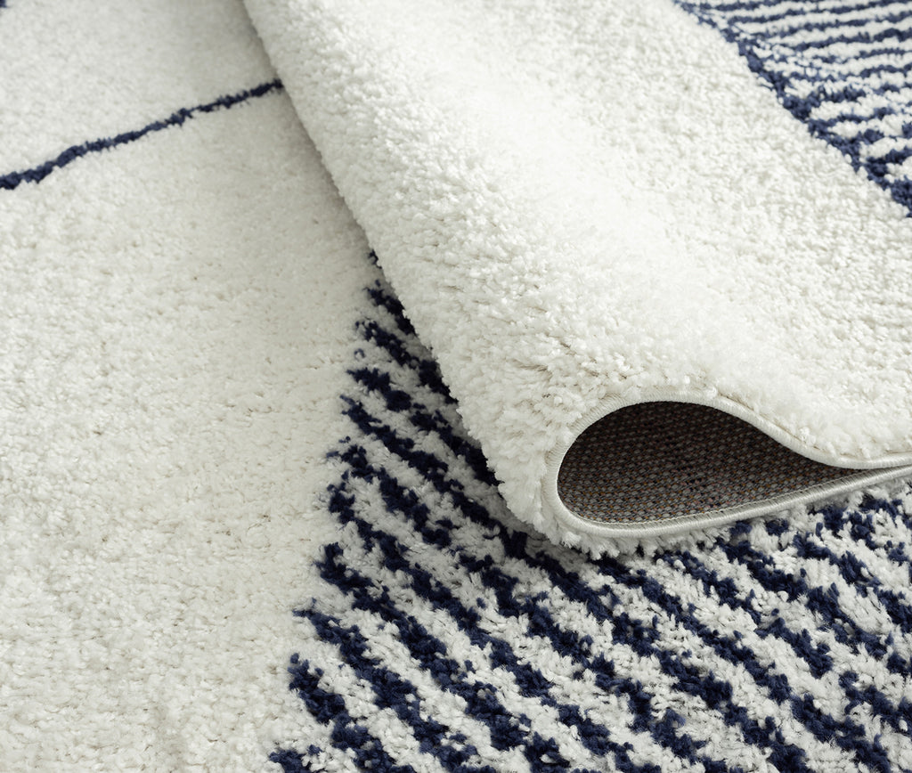 Tapis enfant crème bleu à motifs géométriques : AQU131BLE AQUARELLE