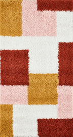 Tapis terra cotta rose crème et jaune : AQU139TER AQUARELLE