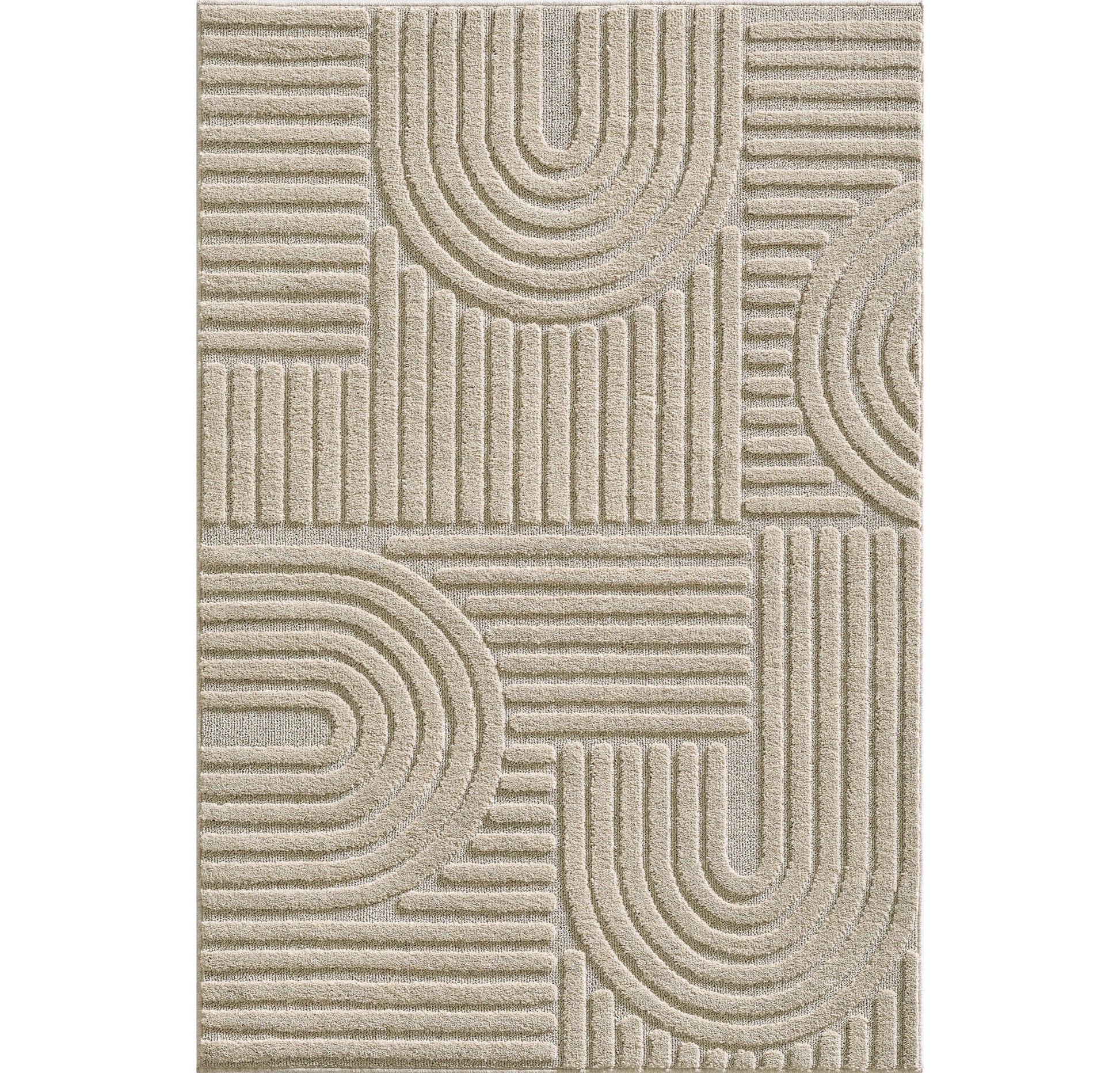 ART - tapis rectangulaire design en relief : ART1121BEI ART