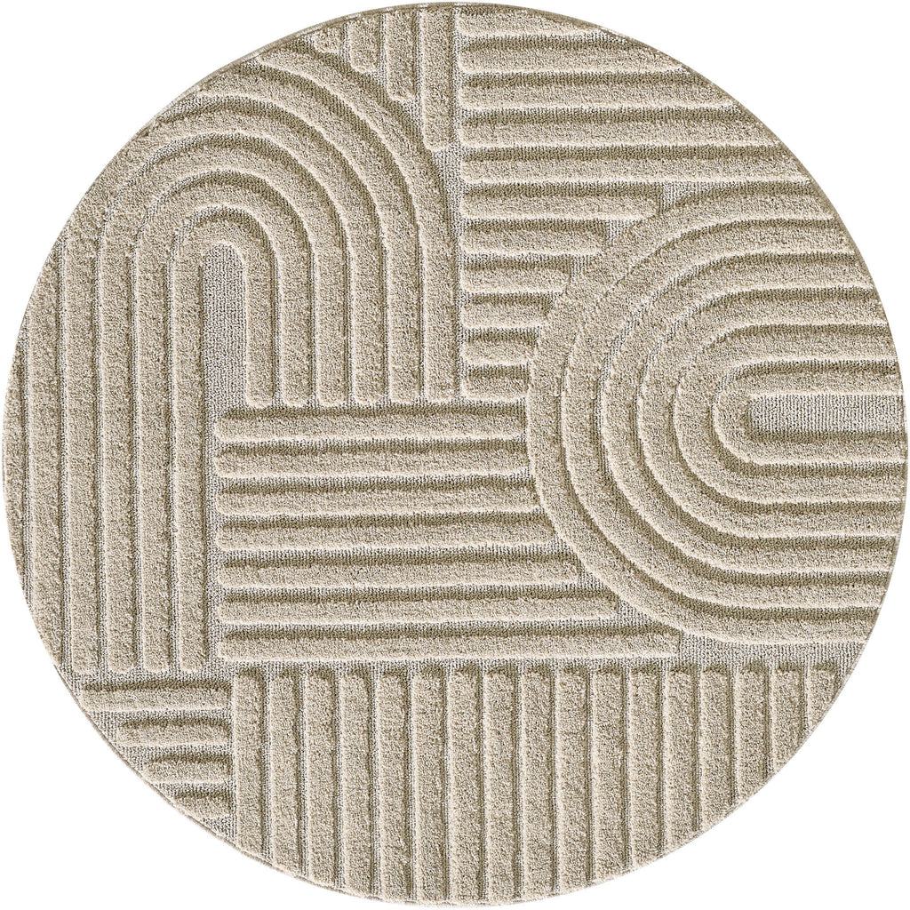 ART - tapis rond design en relief : ART1121BEI ART