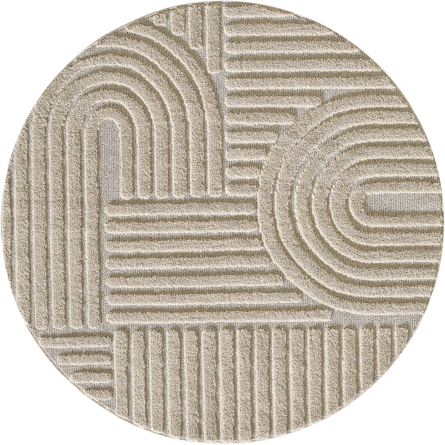 ART - tapis rond design en relief : ART1121BEI ART