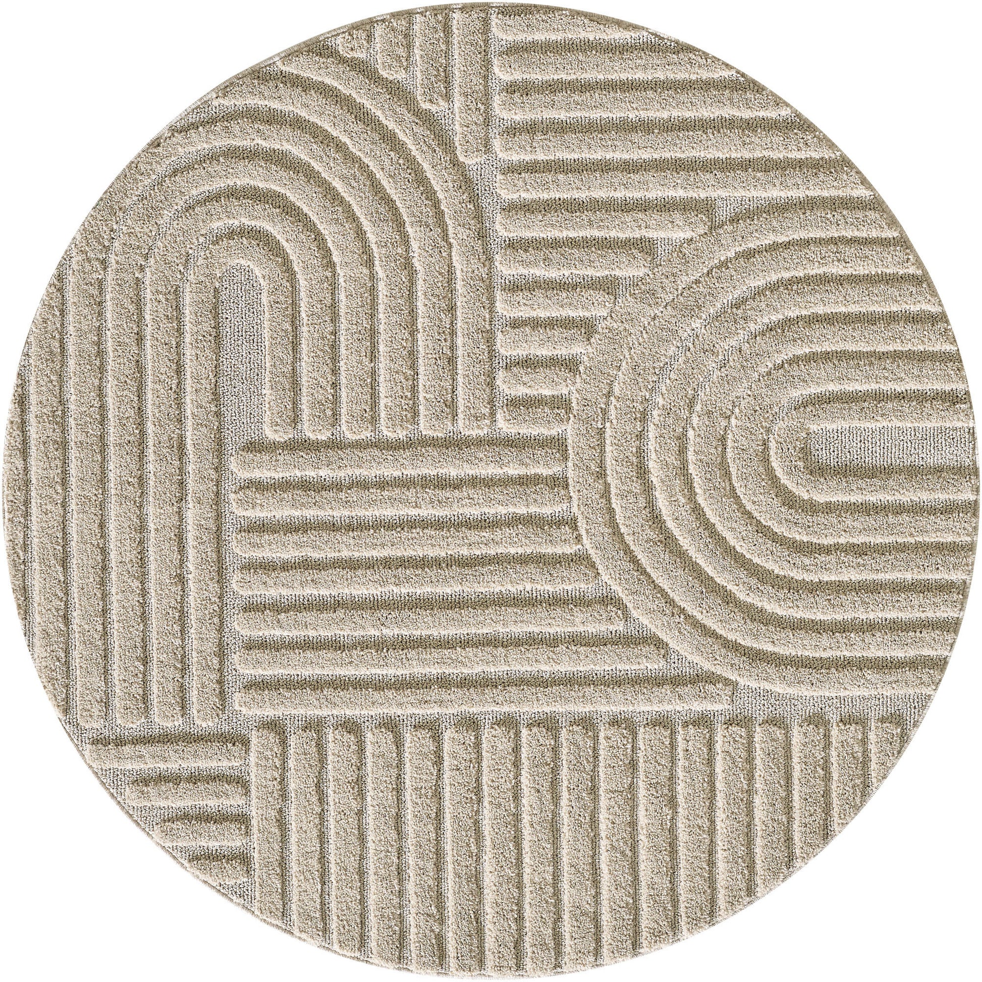 ART - tapis rond design en relief : ART1121BEI ART