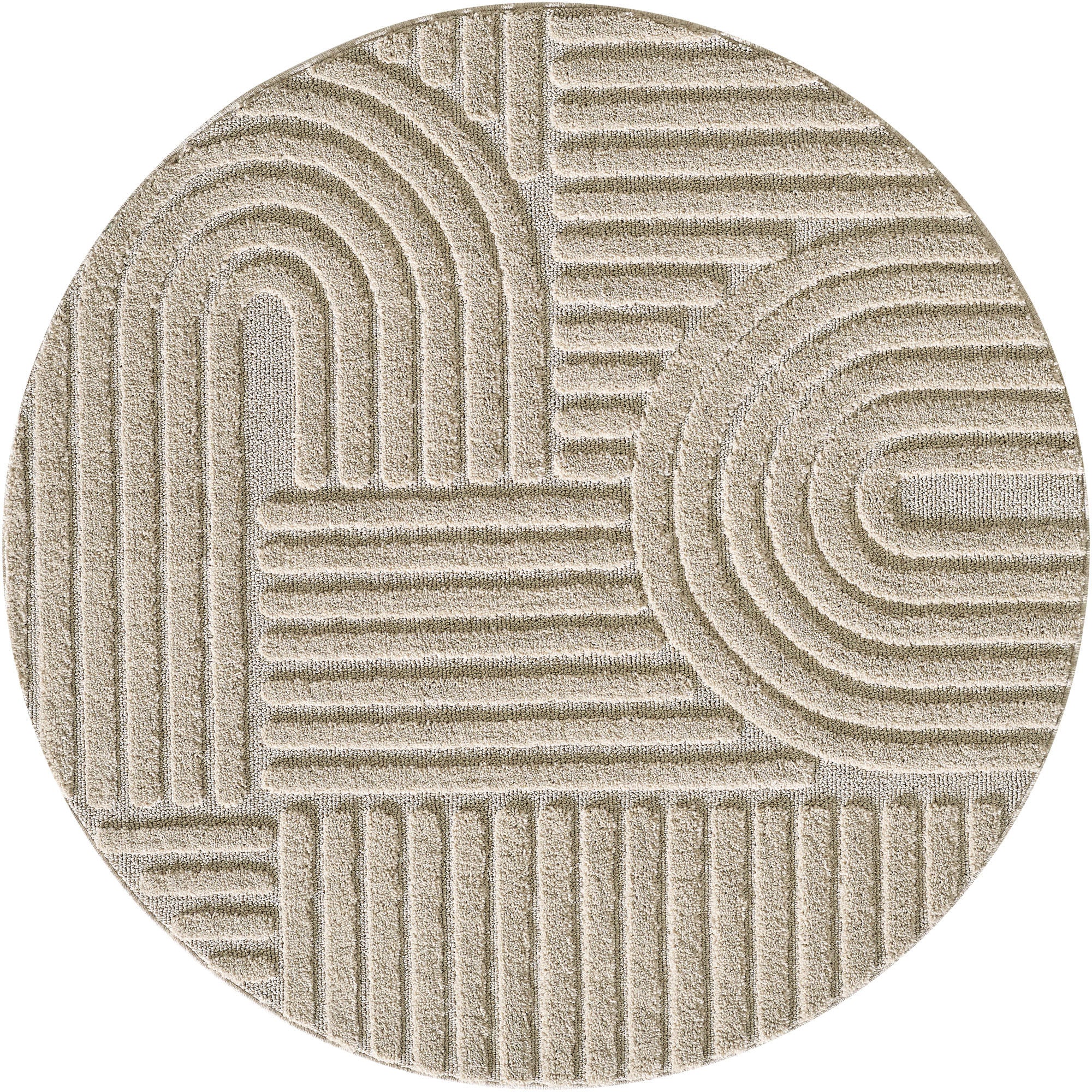 ART - tapis rond design en relief : ART1121BEI ART