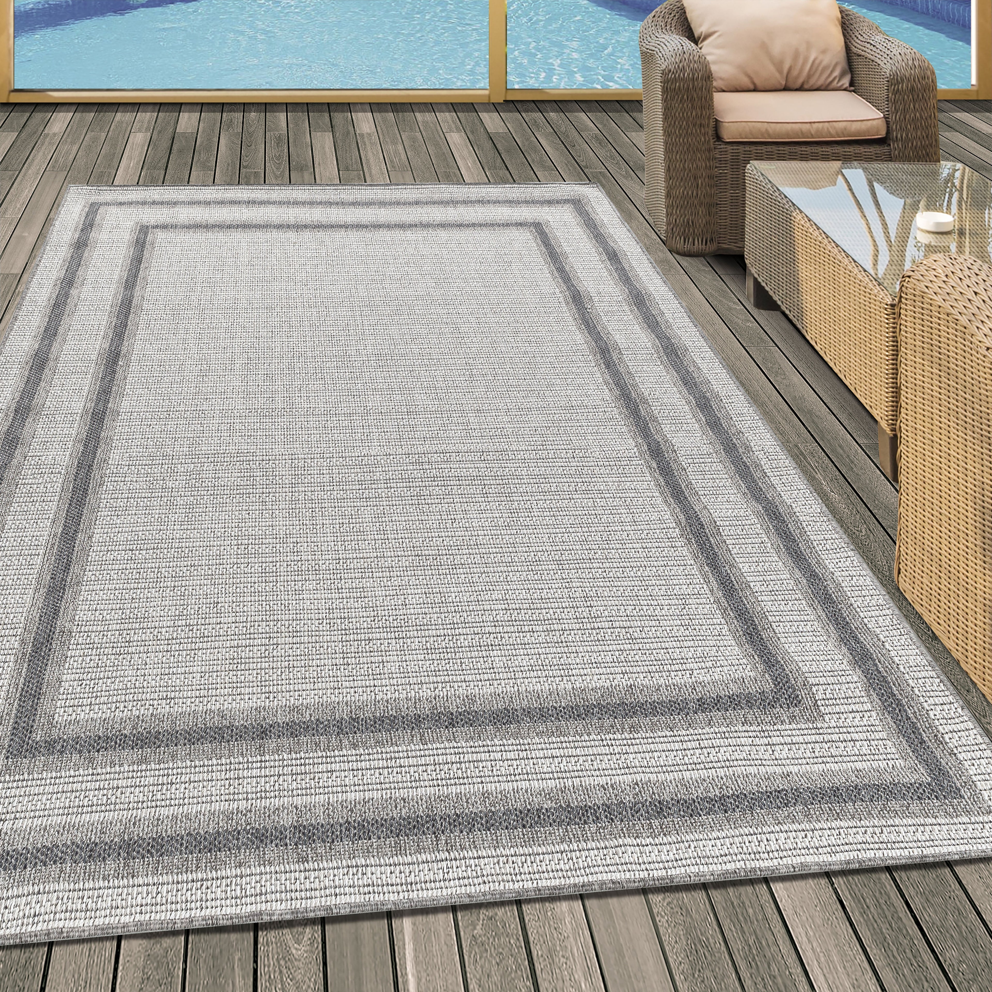 ARUBA - Tapis intérieur / extérieur à motif géométrique crème - ARU4901CRE ARUBA