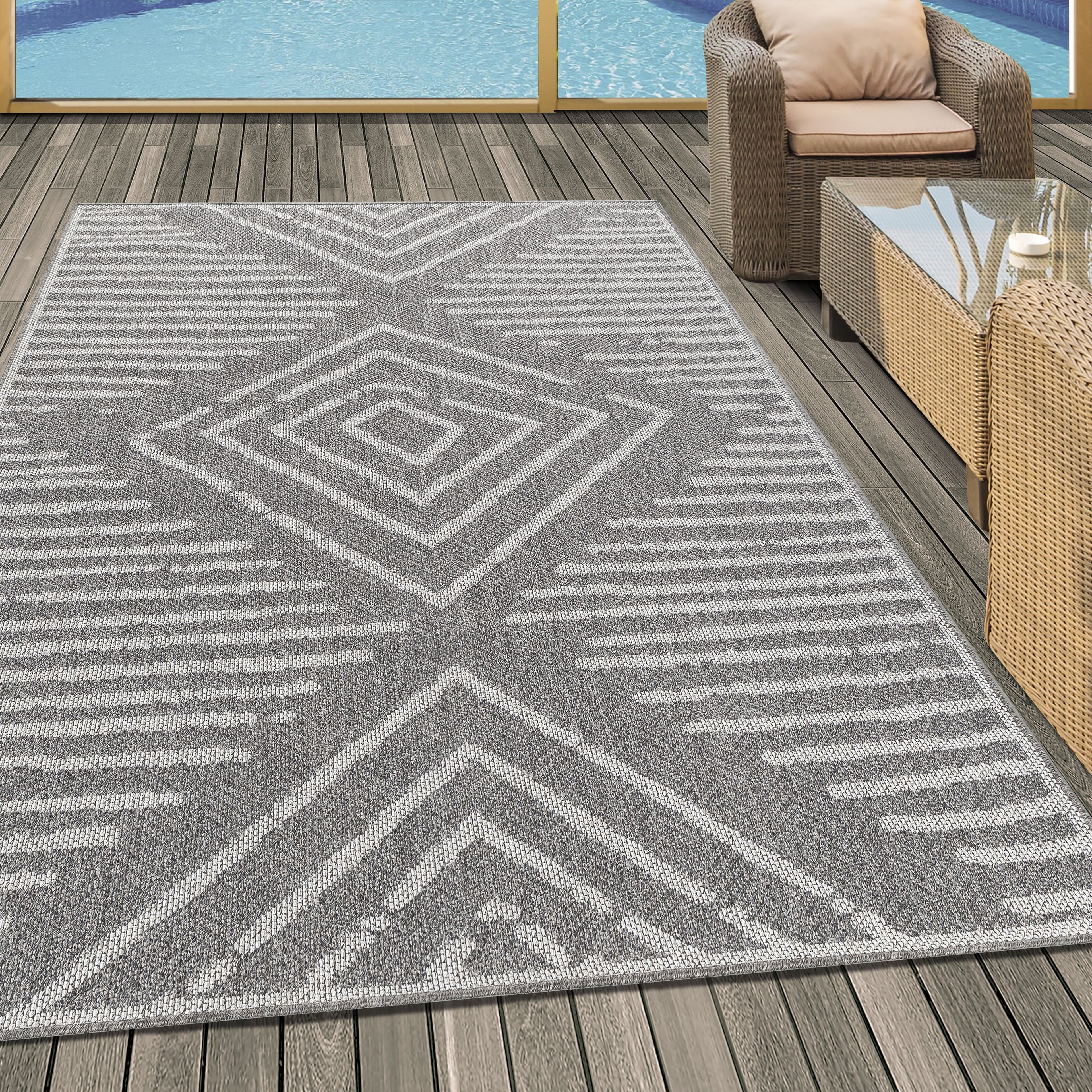 ARUBA - Tapis intérieur / extérieur à motif berbère gris - ARU4902GRI ARUBA