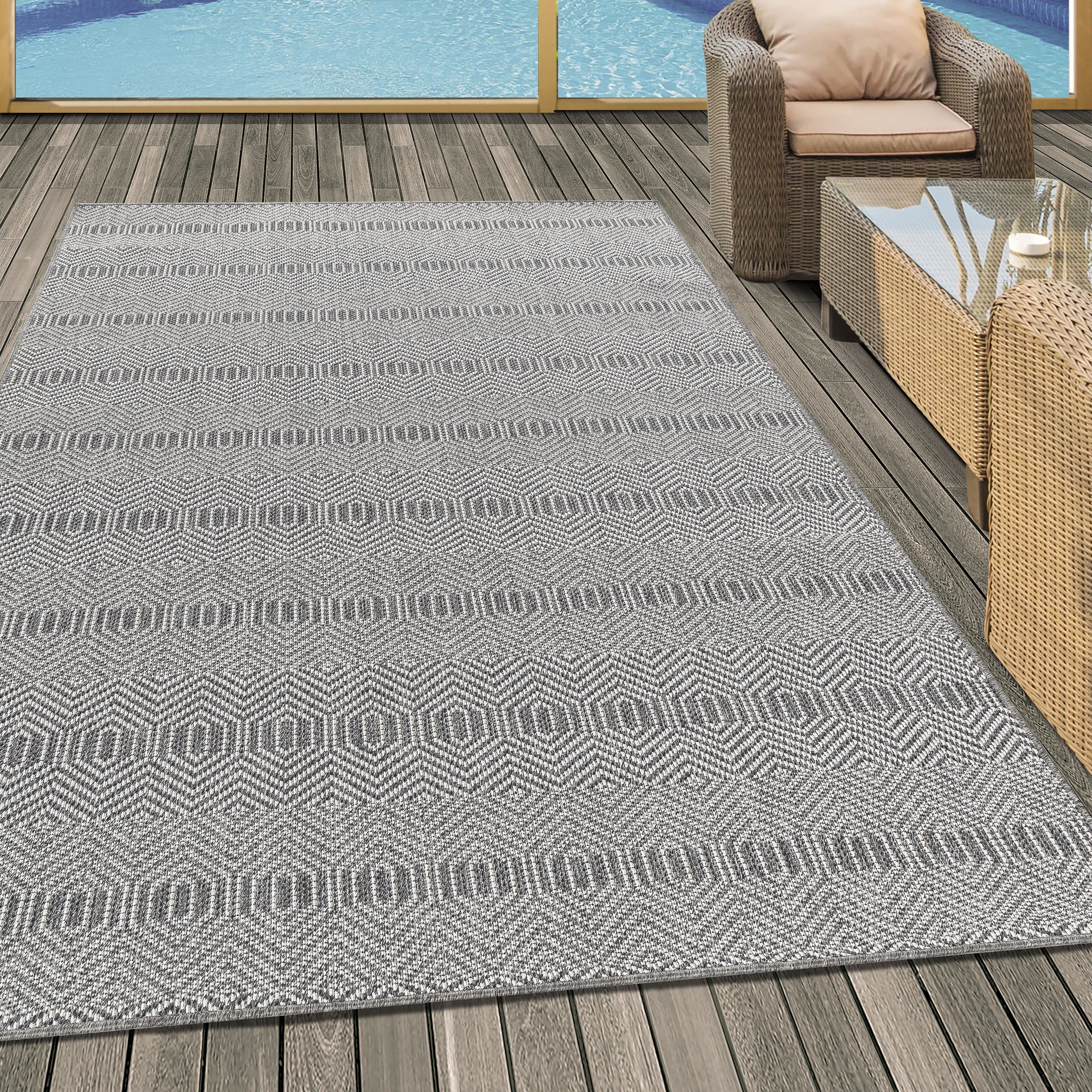 ARUBA - Tapis intérieur / extérieur à motif contemporain gris - ARU4903GRI ARUBA