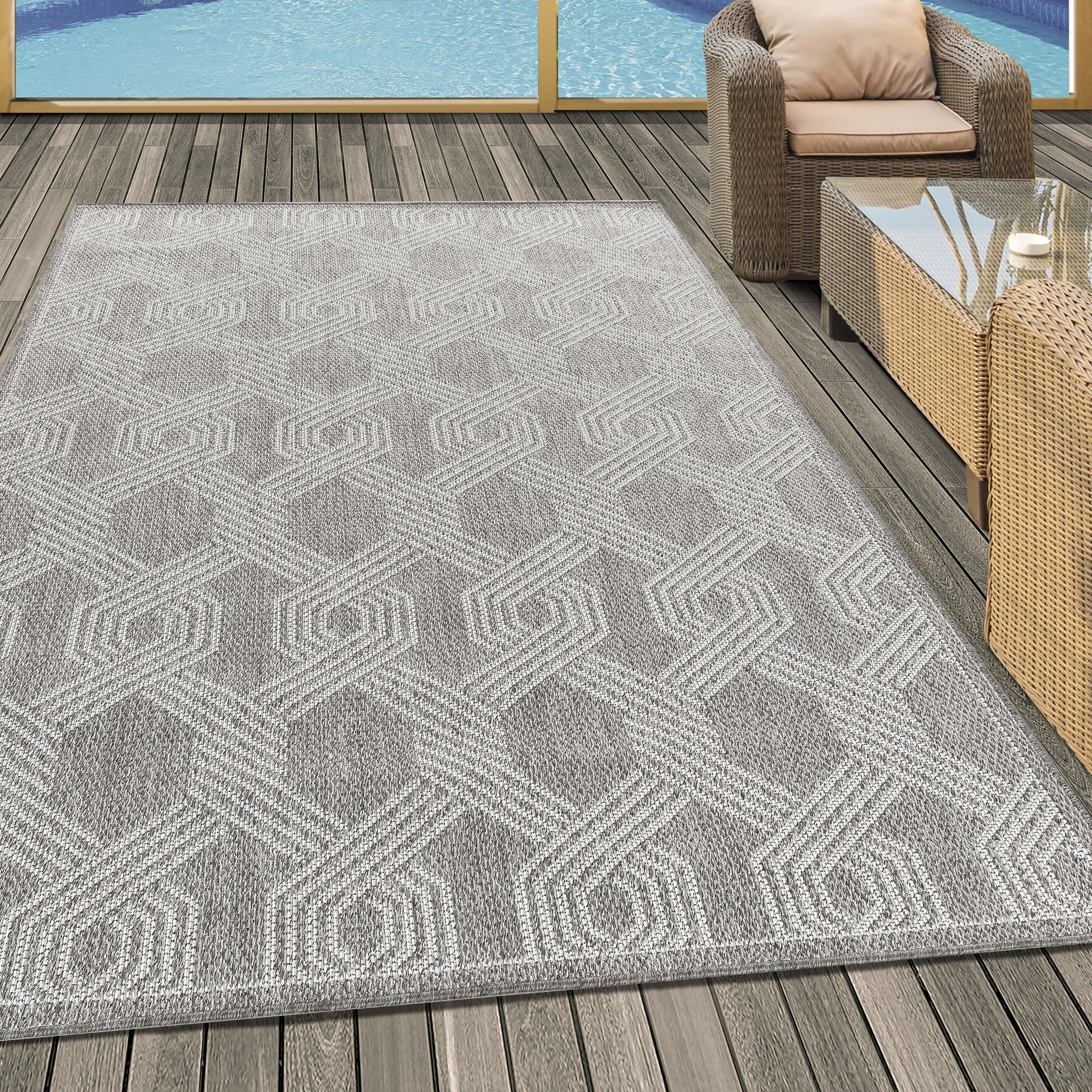 ARUBA - Tapis intérieur / extérieur à motif graphique gris - ARU4904GRI ARUBA