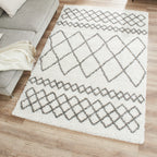 Tapis berbère - Crème et Gris à Losanges - Collection Asma ASMA