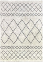 Tapis shaggy de salon en laine artificielle inspiration berbère gris et crème : ASM200GRI ASMA