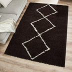 Tapis shaggy en polypropylène à motif berbère brun et crème : ASM380MAR ASMA