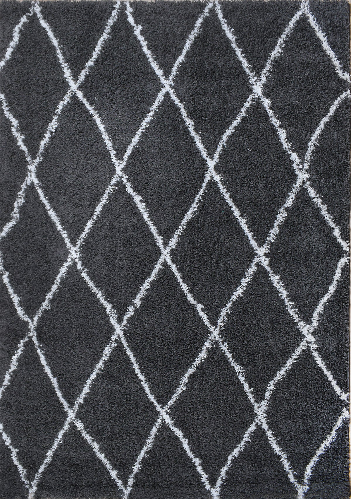 Tapis berbère en  laine artificielle  anthracite et crème : ASM450ANT ASMA