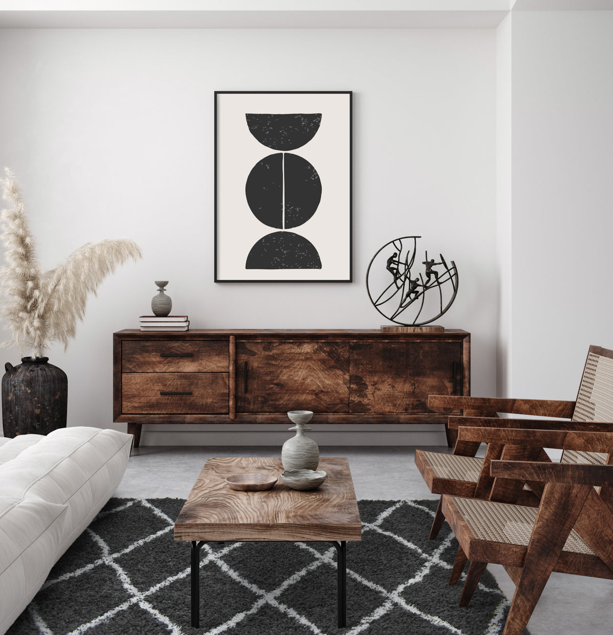 Tapis berbère en  laine artificielle  anthracite et crème : ASM450ANT ASMA