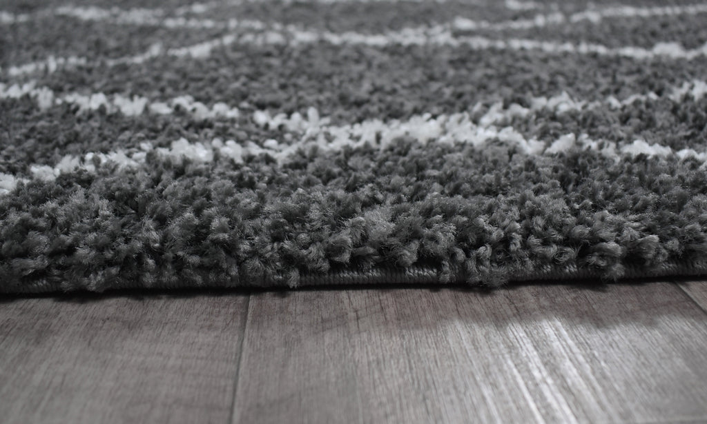 Tapis berbère en  laine artificielle  anthracite et crème : ASM450ANT ASMA