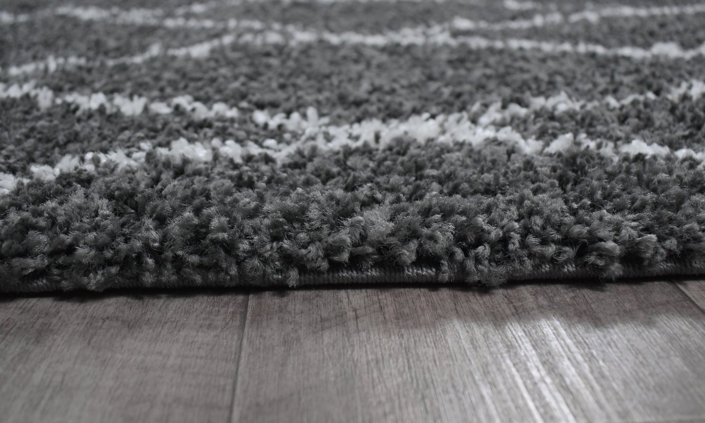 Tapis berbère en  laine artificielle  anthracite et crème : ASM450ANT ASMA