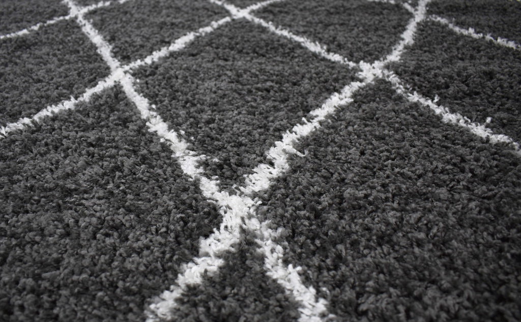 Tapis berbère en  laine artificielle  anthracite et crème : ASM450ANT ASMA