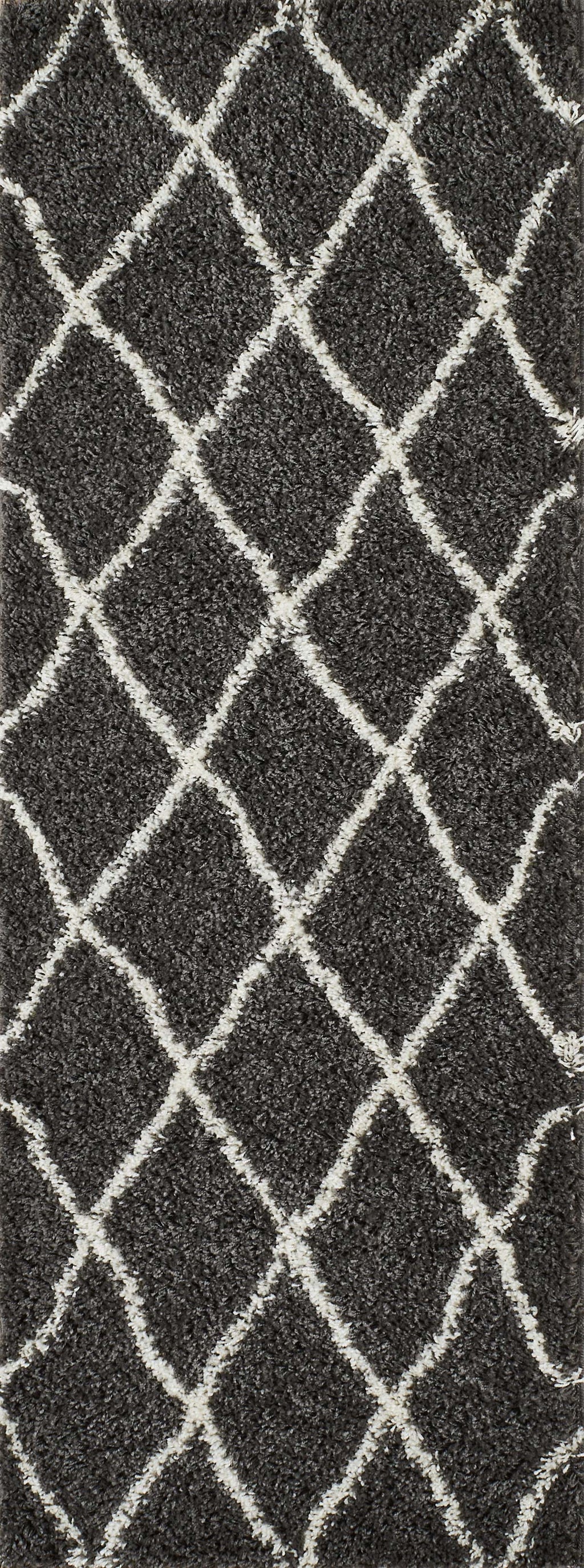 Tapis berbère en  laine artificielle  anthracite et crème : ASM450ANT ASMA