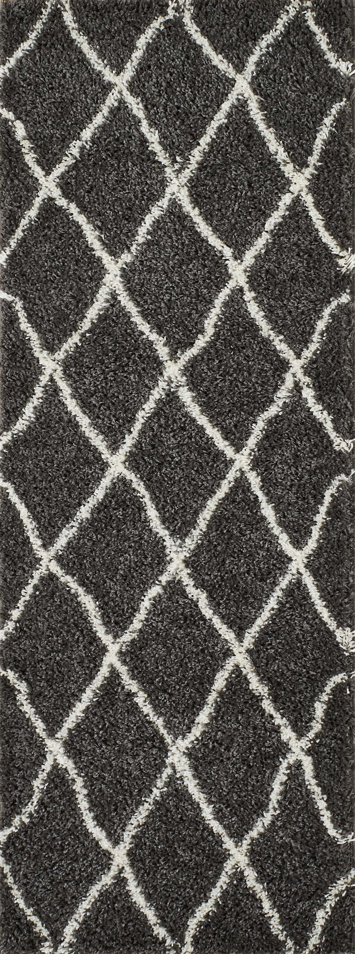 Tapis berbère en  laine artificielle  anthracite et crème : ASM450ANT ASMA