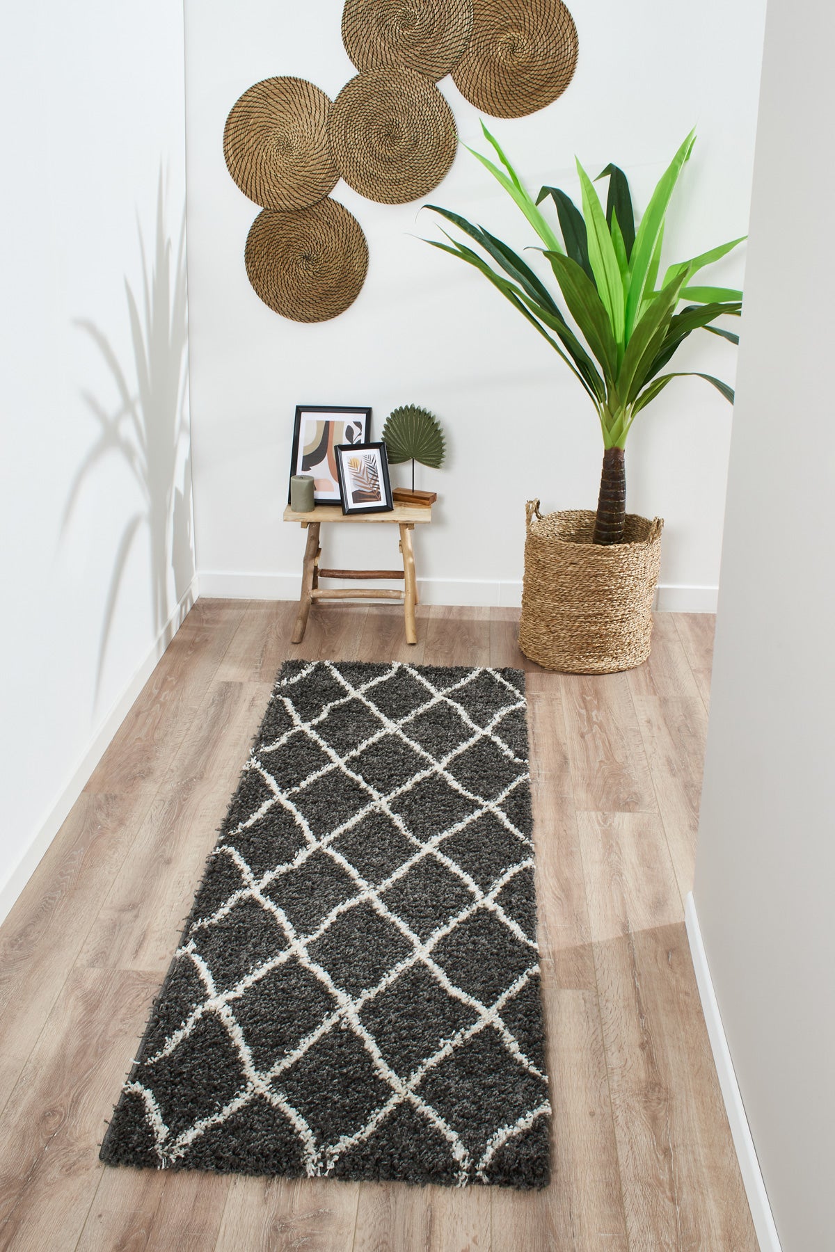 Tapis berbère en  laine artificielle  anthracite et crème : ASM450ANT ASMA