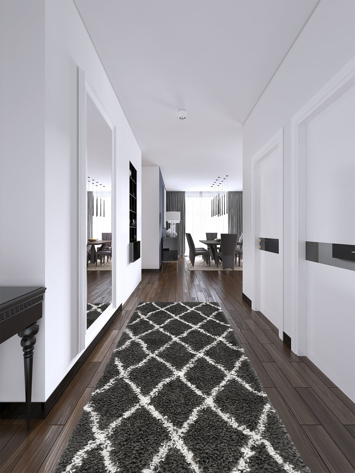 Tapis berbère en  laine artificielle  anthracite et crème : ASM450ANT ASMA