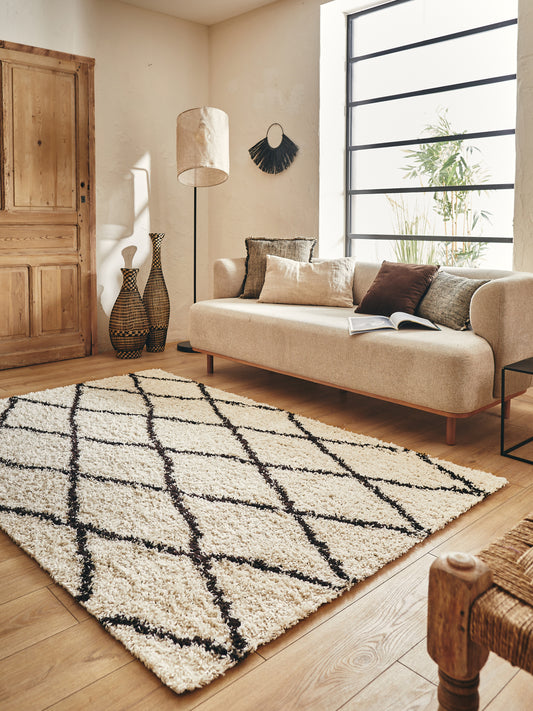 Tapis berbère à losange crème et brun : ASM450CRE ASMA