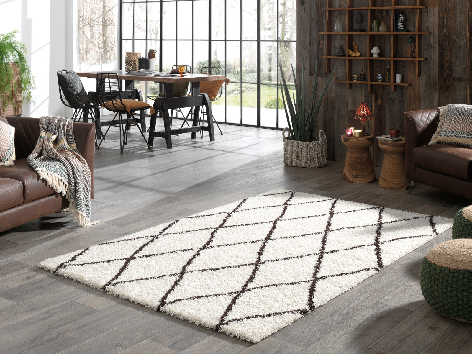 Tapis berbère à losange crème et brun : ASM450CRE ASMA