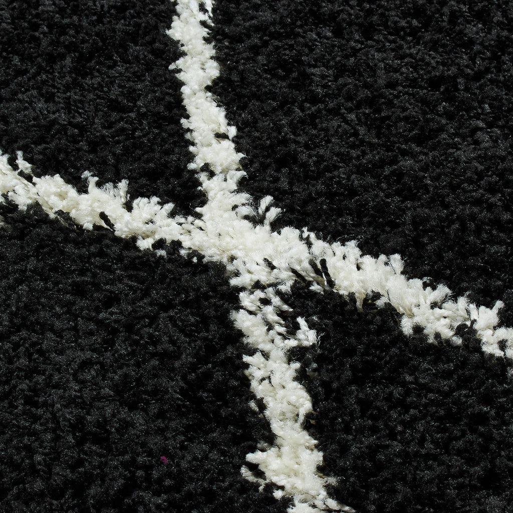 Tapis berbère en laine artificielle noir et crème : ASMA450NOI ASMA
