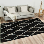 Tapis berbère en laine artificielle noir et crème : ASMA450NOI ASMA