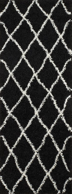 Tapis berbère en laine artificielle noir et crème : ASMA450NOI ASMA