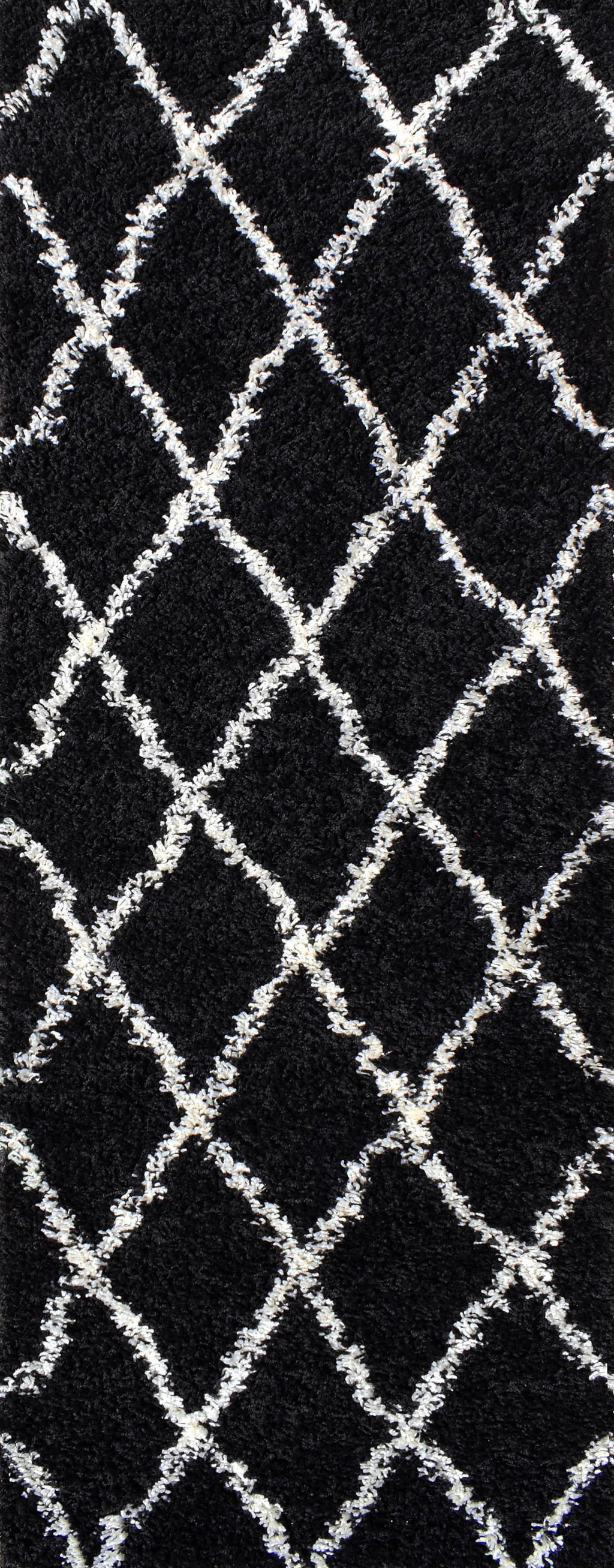 Tapis berbère en laine artificielle noir et crème : ASMA450NOI ASMA