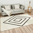 Tapis berbère - Crème et Brun à Losanges - Collection Asma