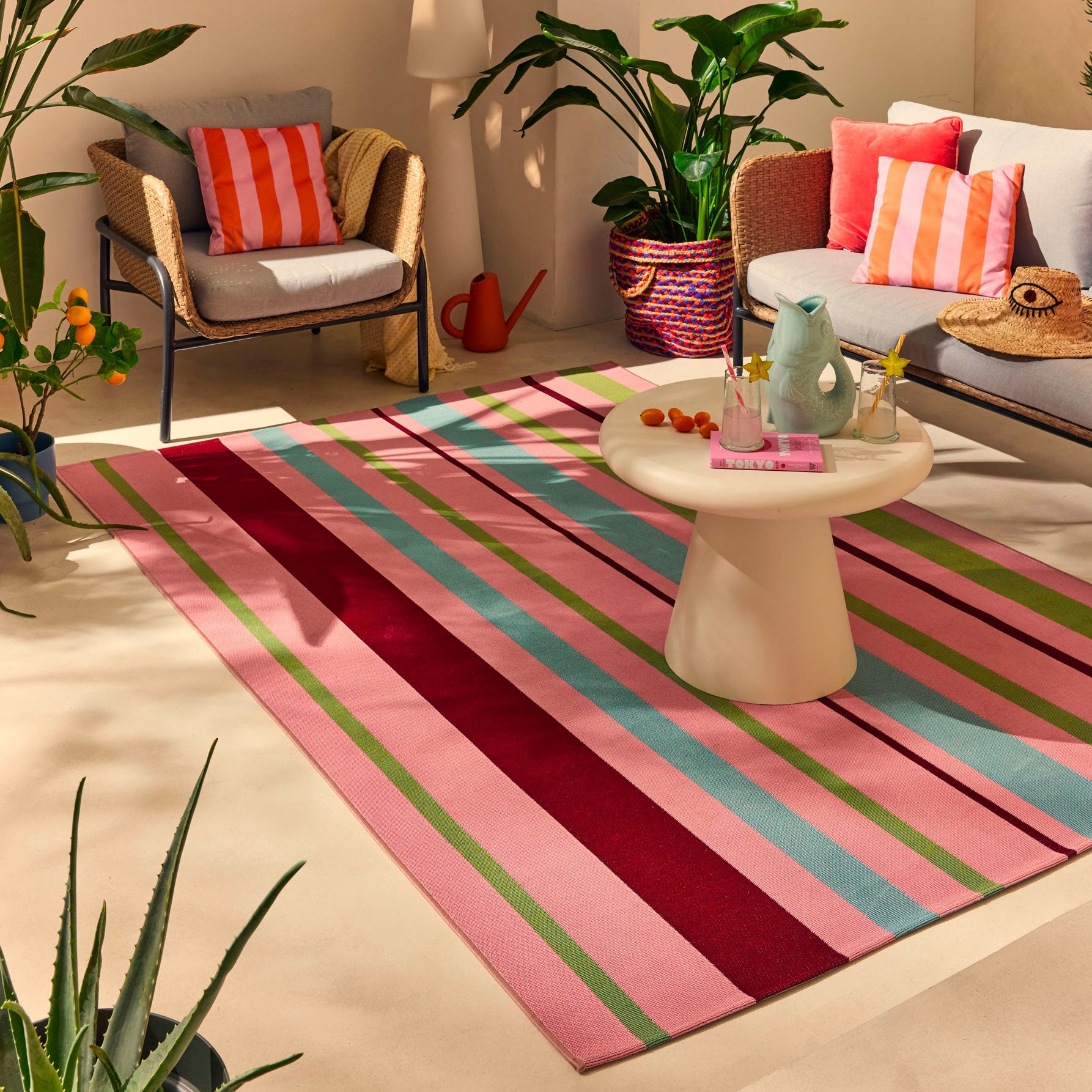 AZUR - Tapis rose pour terrasse et jardin - AZU701ROS AZUR
